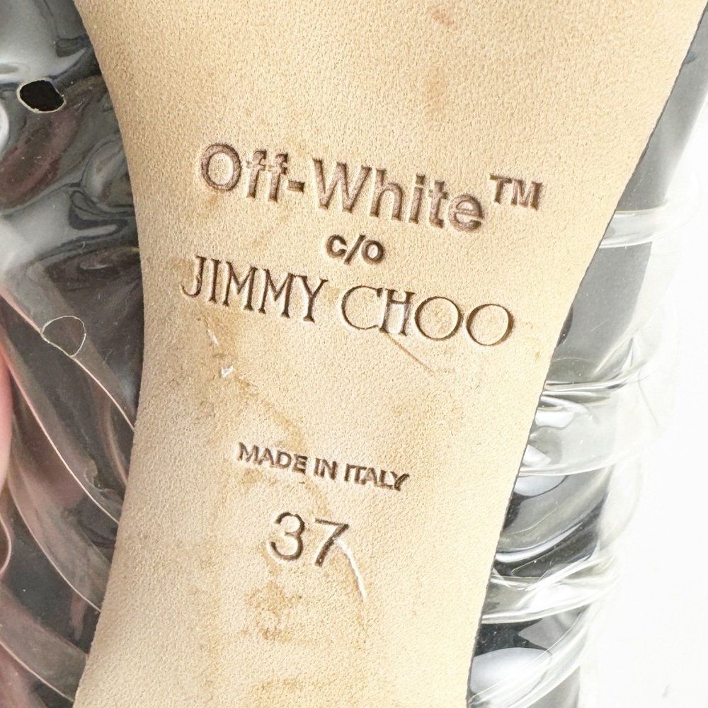 Off-White x Jimmy Choo Black Anne 100 PVC Wrapped Satin Pumps size 37 - Picture 8 of 8